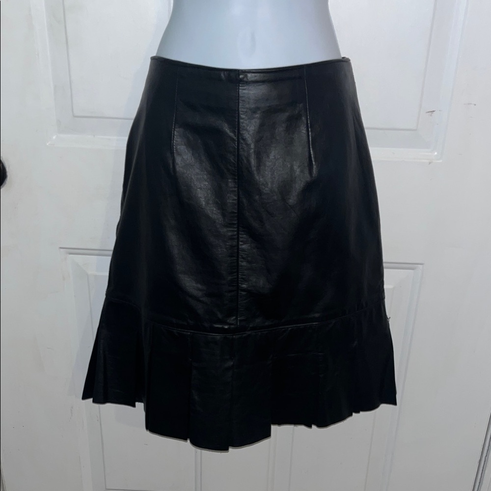 Black A-Line Leather Skirt